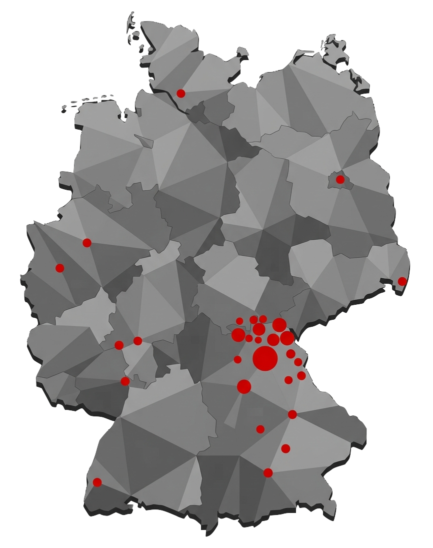 Übersicht - Referenzen von The Ringsight auf einer Deutschlandkarte